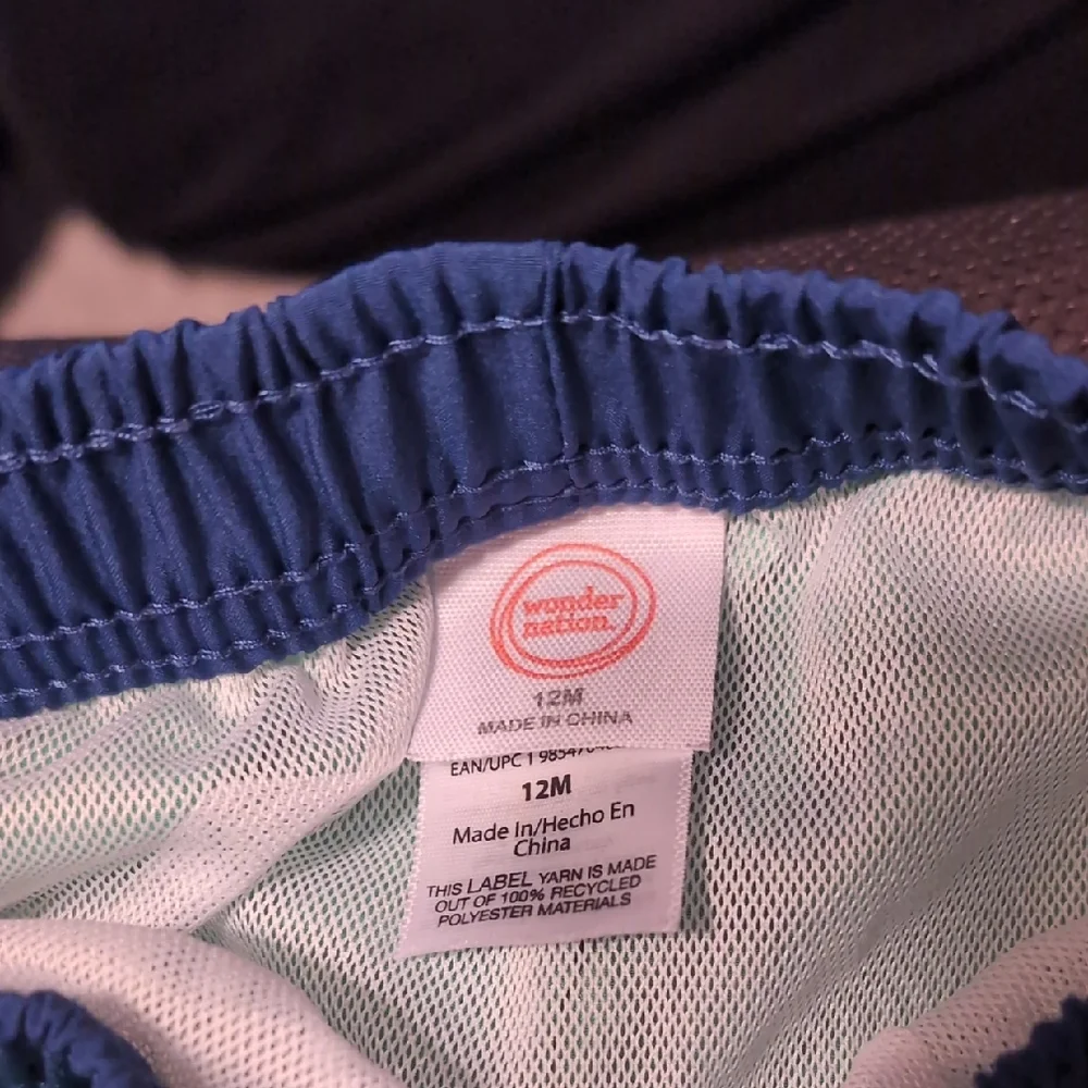 Wonder Nation Blue and Green Swim Shorts 12 Month - Picture 3 of 3